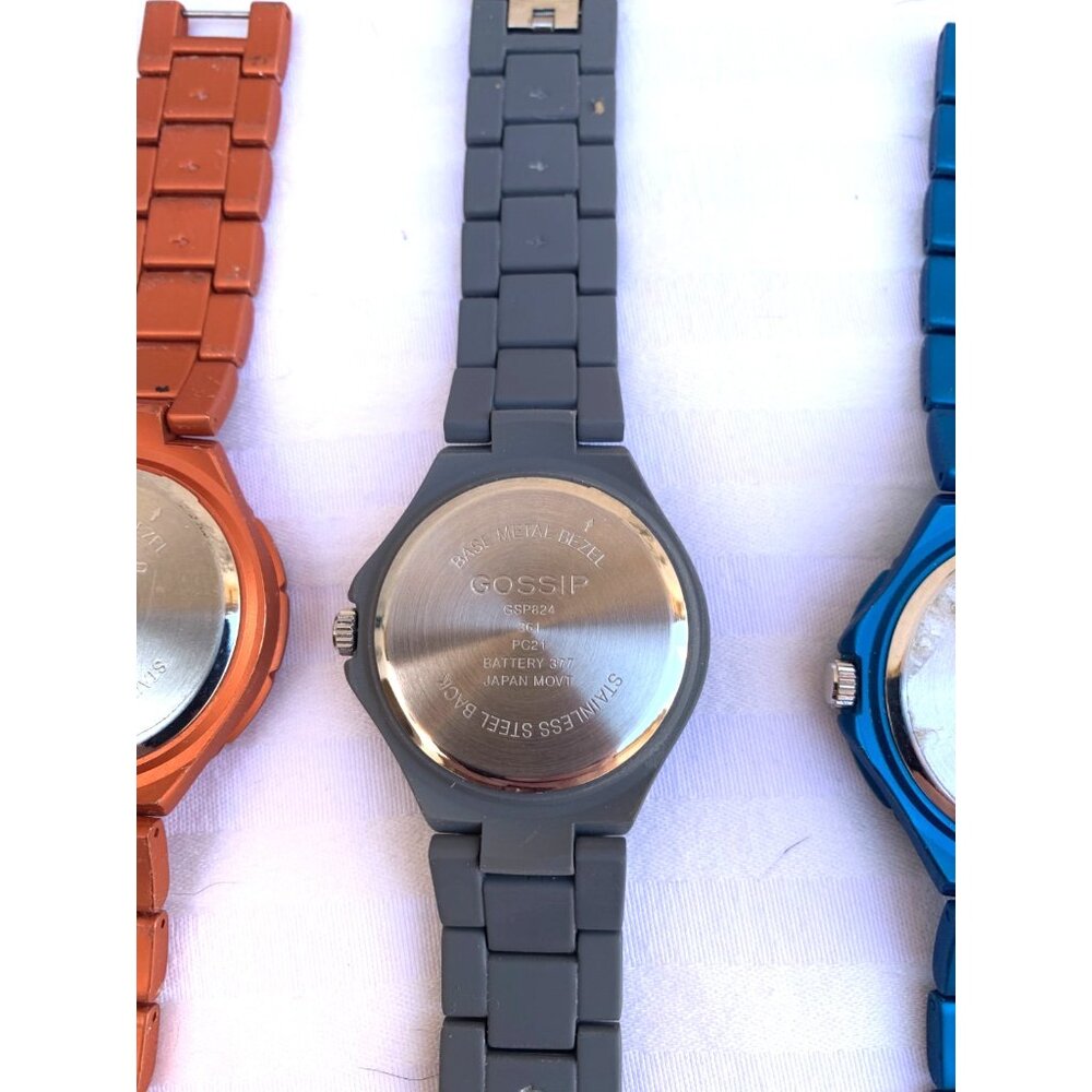 Lot 3 Gossip Quartz Rhinestone Fashion Watches Blue Gray Orange Japan Movement - Picture 7 of 8